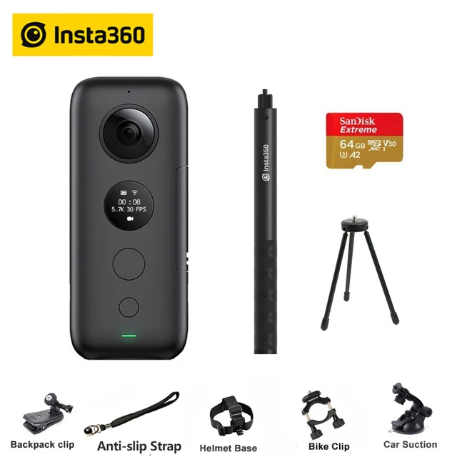 Insta360 One X Экшн-камера VR 360 панорамная камера для iPhone x xs Android 5,7 K видео 18MP невидимая селфи-палка Insta 360 - Цветной: ad tripod stick card