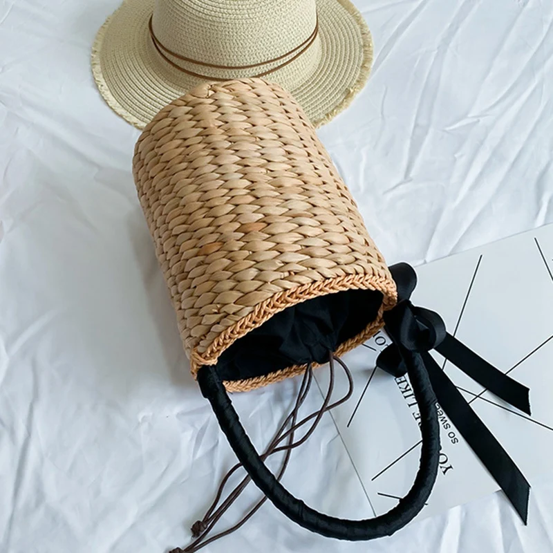 

Women Straw Bags Summer Female Bowknot Beach Bags Women Designer Casual Tote Ladies Vintage