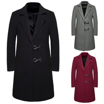 

2019 Autumn and Winter Men Wool Blends Coats Casual Business Woolen Coats Mens Slim Long Woolen Coat Male Jacket
