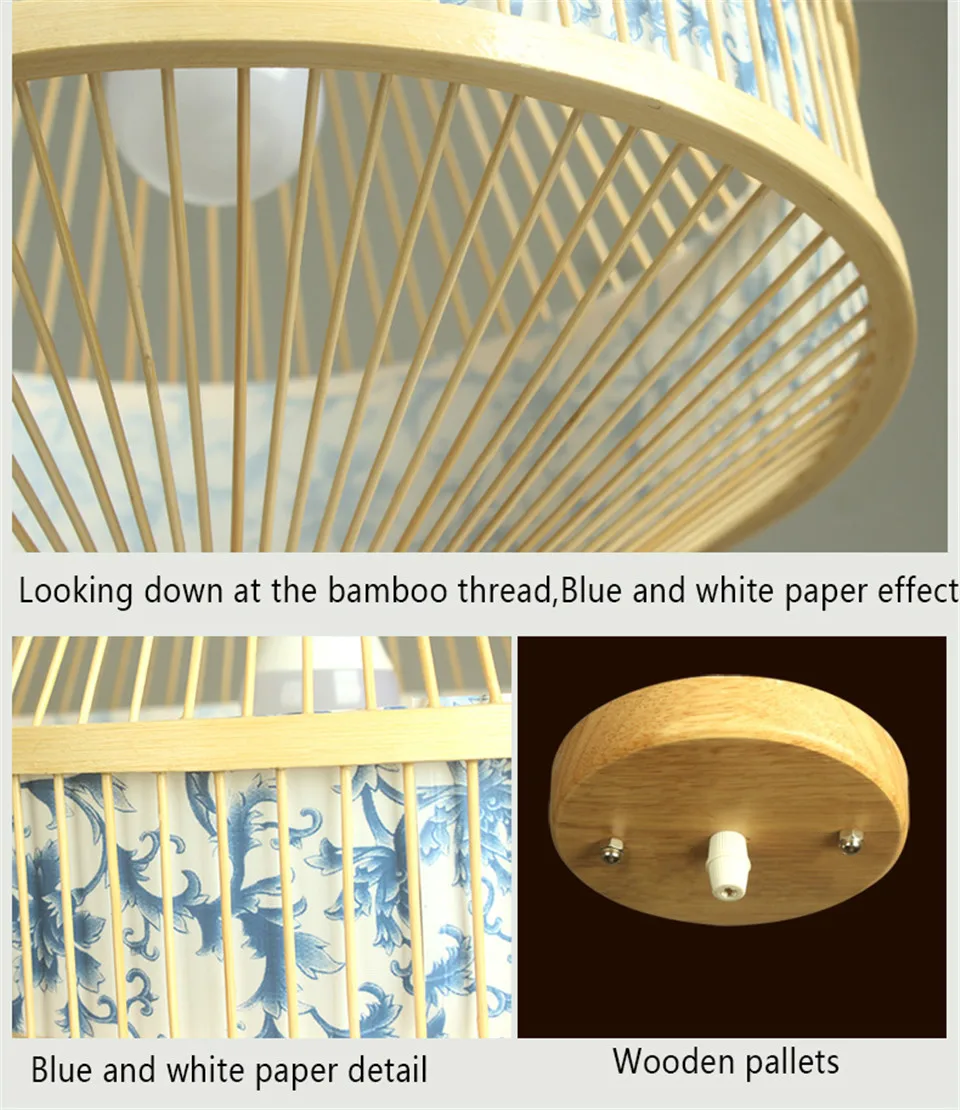 Japan Style Bamboo Pendant Lights Lighting LED Light Fixture Pendent Lamp Dining Living Room Bedroom Kitchen Cafe Hanging Lamp