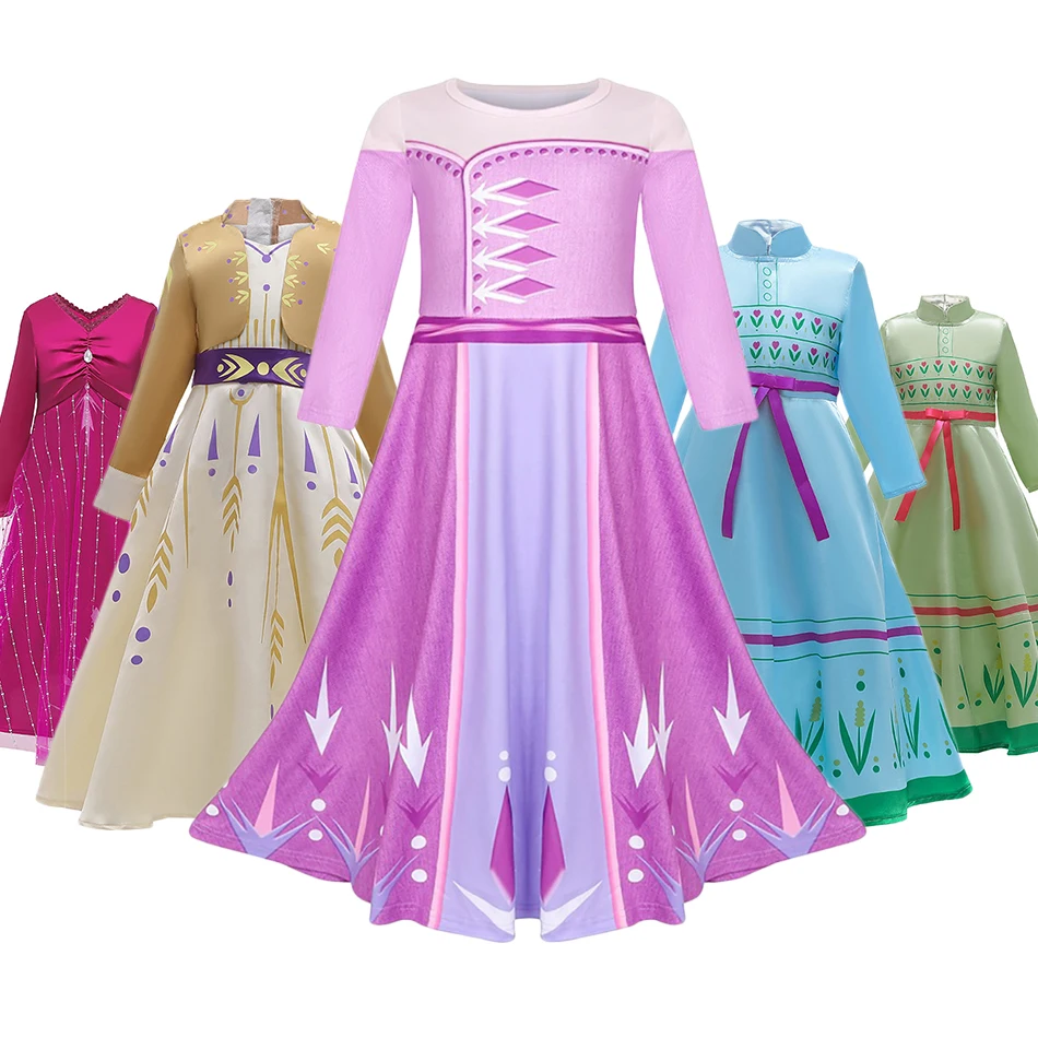 Детское платье принцессы Эльзы «Принцесса Анна»; карнавальный костюм принцессы для детей Рождественский подарок ролевой аниме пленка Наряжаться карнавальные костюмы