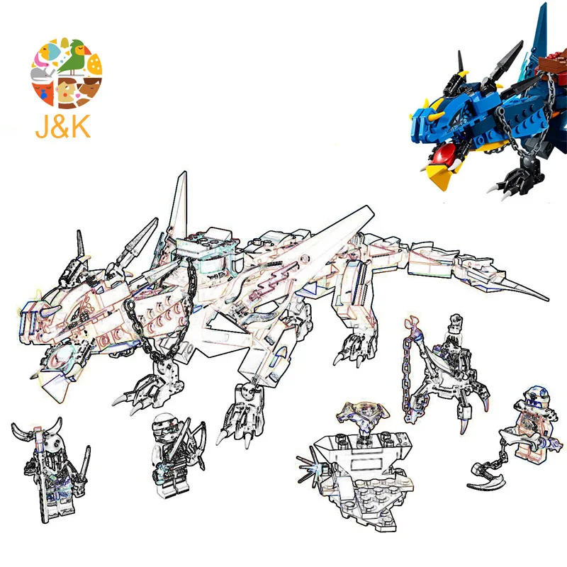 

70652 515pcs Ninja Series The blue stormbringer dragon Model Building Blocks Brick Educational Toys For Children 10936 Gift