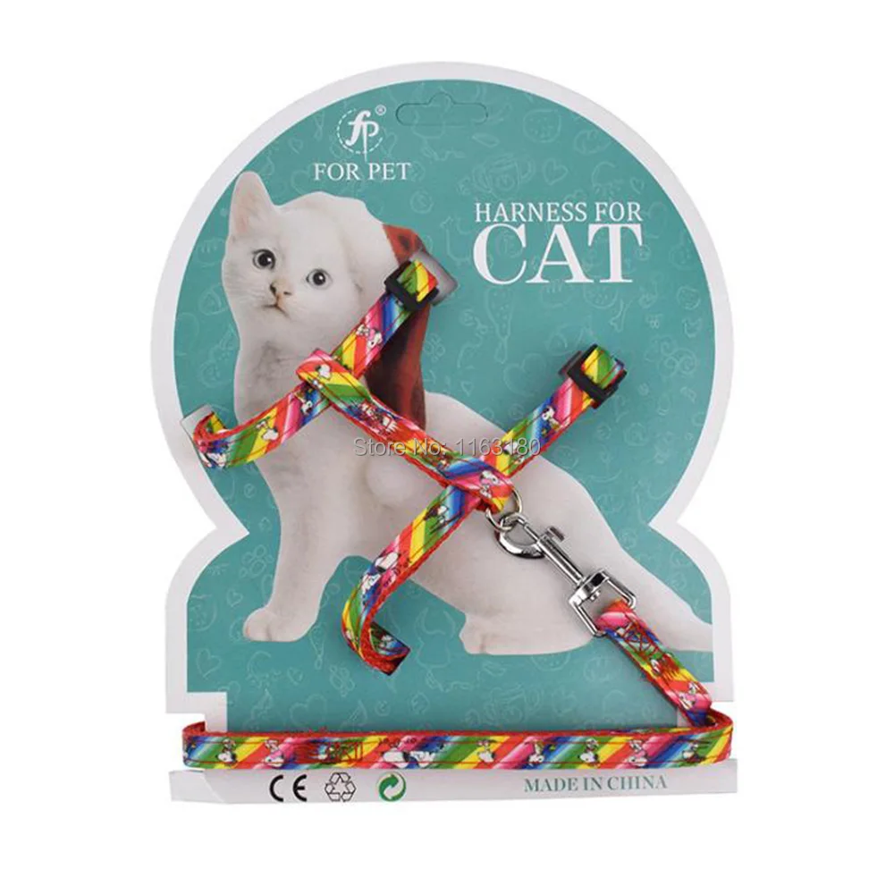 240 pcs/lot Cat Collar Nylon Cat Kitten Leash Set Adjustable Harness Pet Cat Supplies Accessories