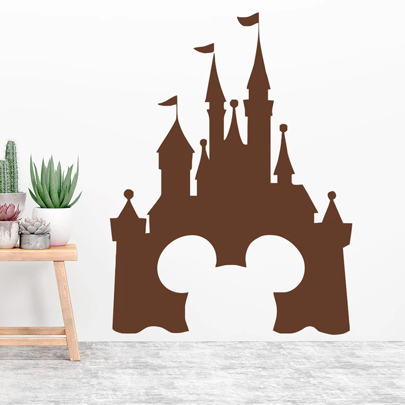 

Cartoon Disney Hollow Mickey Castle Vinyl Wall Stickers For Home Decor Living Room Kids Room Decoration Mural Wall Art DIY Decal