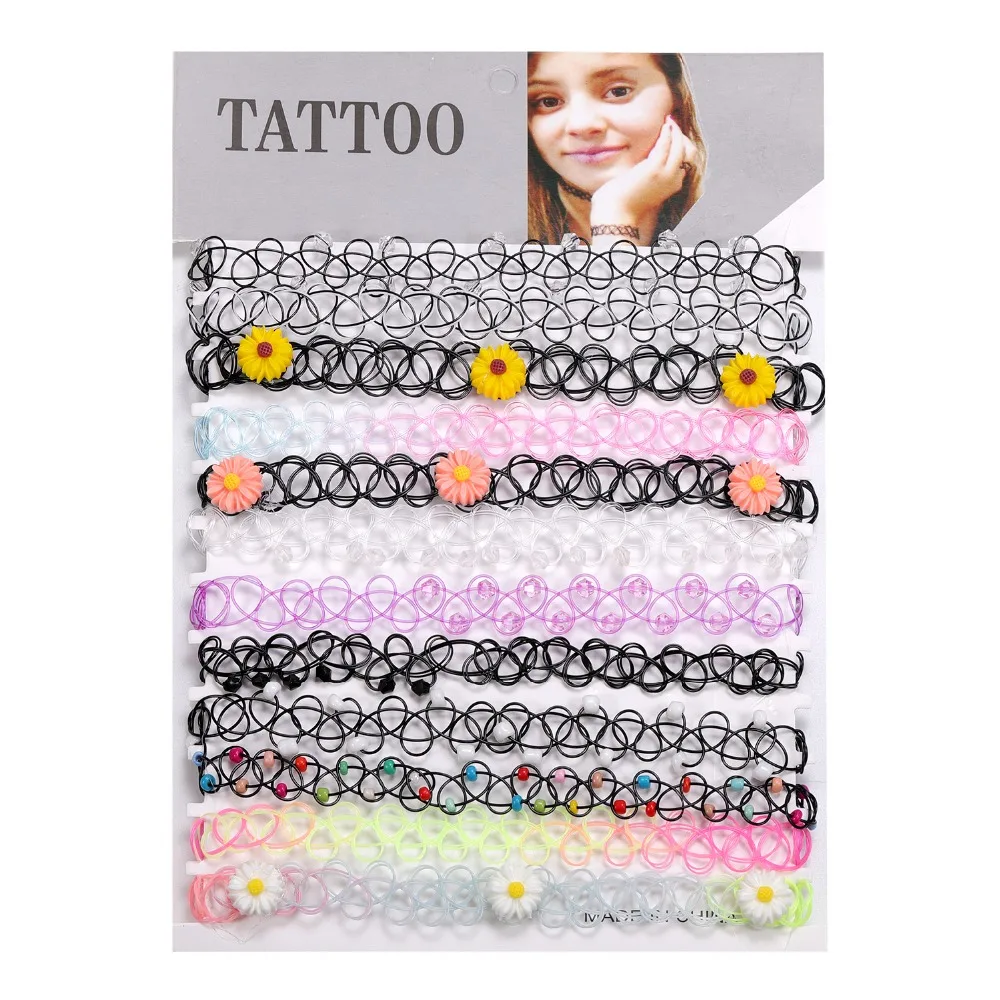 Flower Choker Necklaces Set (2)