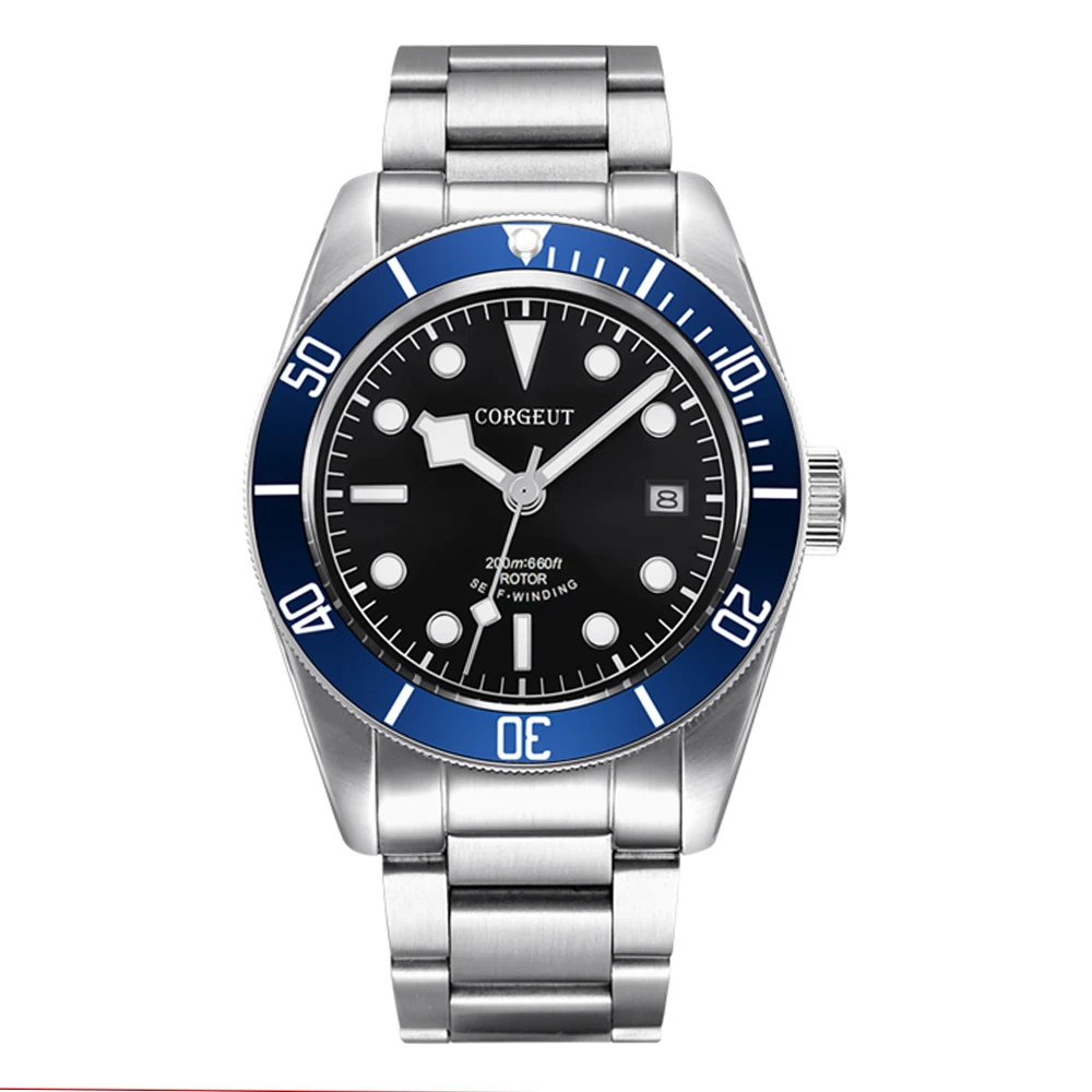 41MM Corgeut luxury top brand Mens Automatic Mechanical watch Sport Stainless Swim sapphire calendar Wrist Watches | Наручные часы