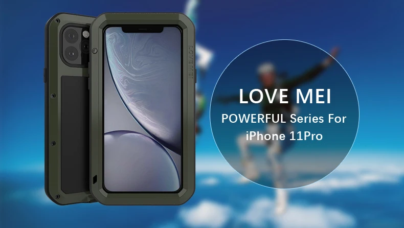 Водонепроницаемый чехол для iPhone 11 pro LOVE MEI металлический противоударный чехол Gorilla glass экранная пленка для iPhone 11pro XI крышка 5,8"