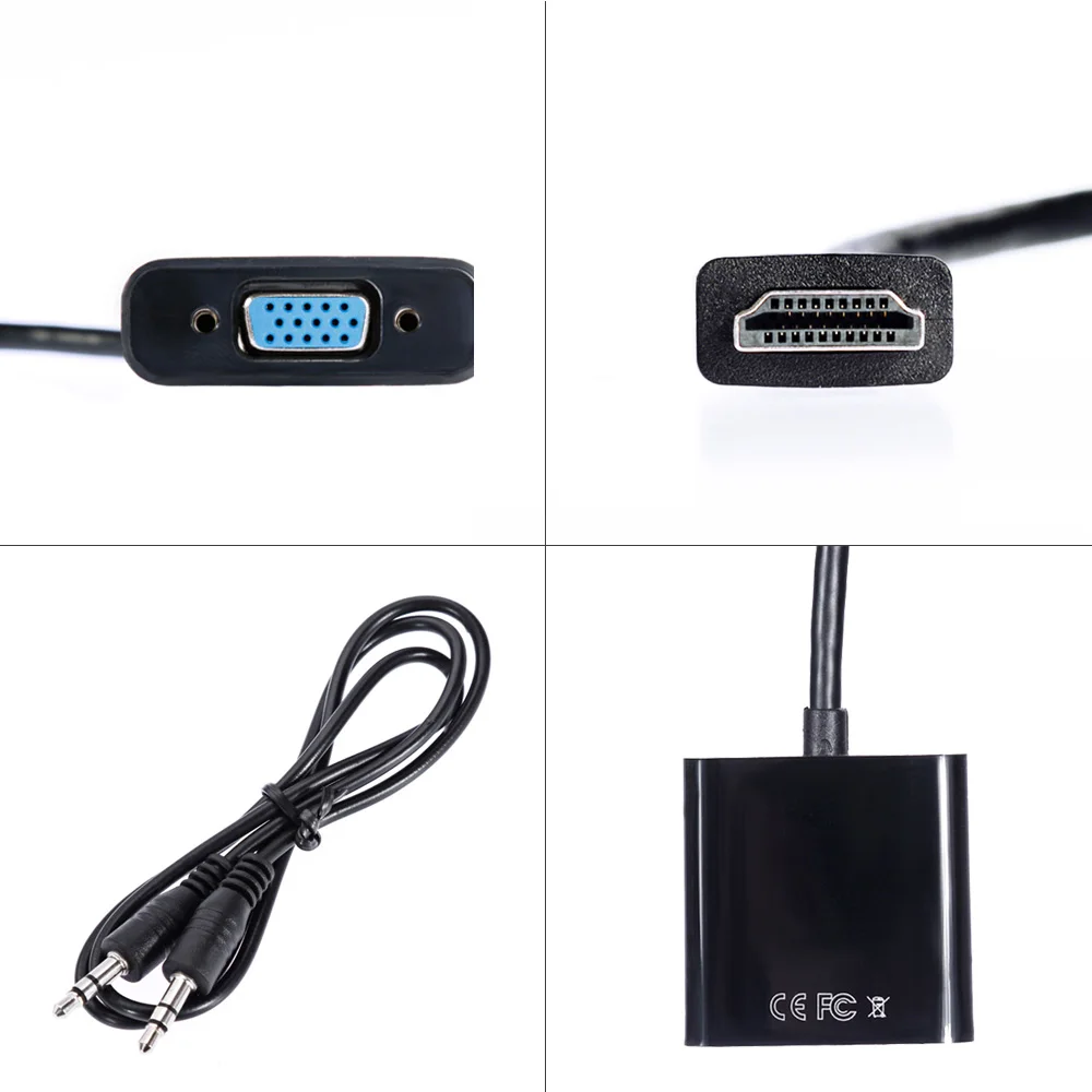 Адаптер hdmi-vga Мужской конвертер с разъемом адаптер 1080P цифровой аналоговый видео аудио для ПК ноутбука планшета