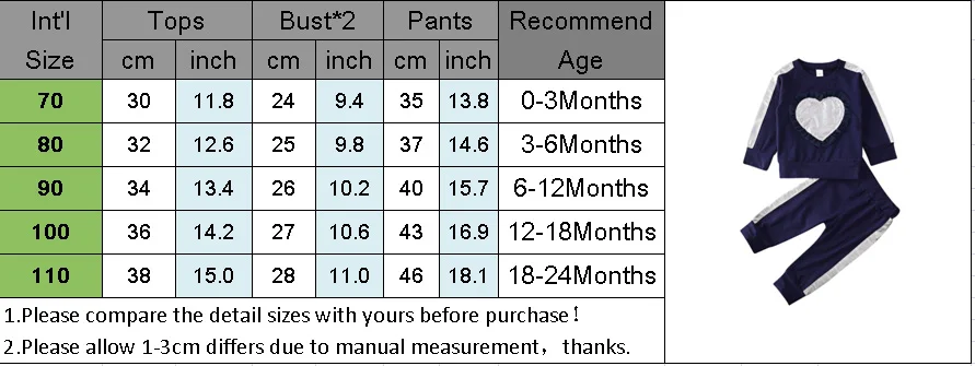 Одежда для новорожденных и маленьких девочек пуловер с сердечками топы с длинными рукавами и круглым вырезом, штаны с геометрическим узором, 2 предмета, милая осенняя одежда для детей