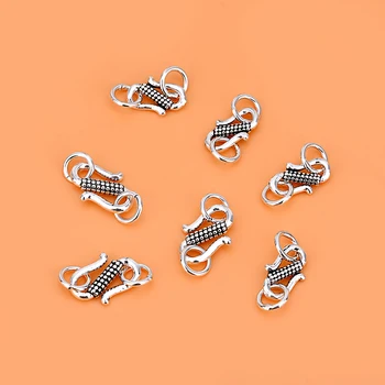 

S925 Sterling Silver Thai silver button accessories retro s Button Handmade Bracelet Necklace buckle jewelry DIY accessories