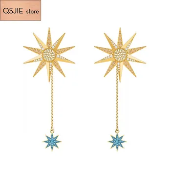 

QSJIE High quality SWA sun flower's shining lady's Earrings Charming fashion jewelry
