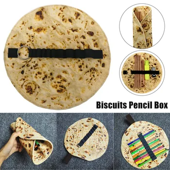 

Hot Imitation Pancakes Pizza Stationery Rolled Pencil Case Collection Bag Foldable Cosmetic Makeup Brushes Storage Bag