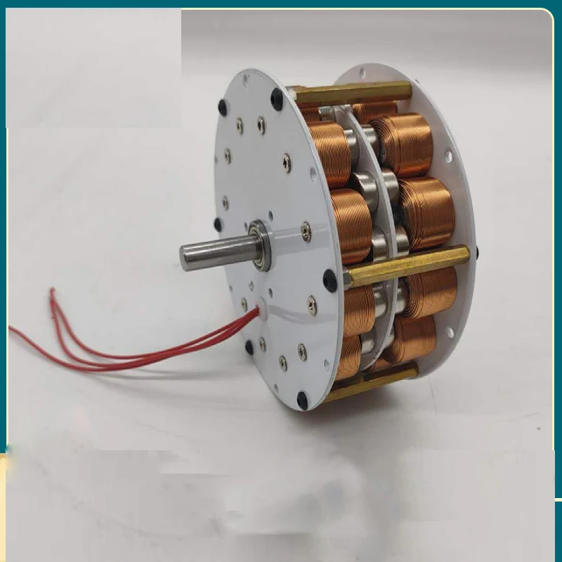 High-power disc generator with iron core, ultra-low speed, high efficiency, and strong magnetic three-phase AC power generation.