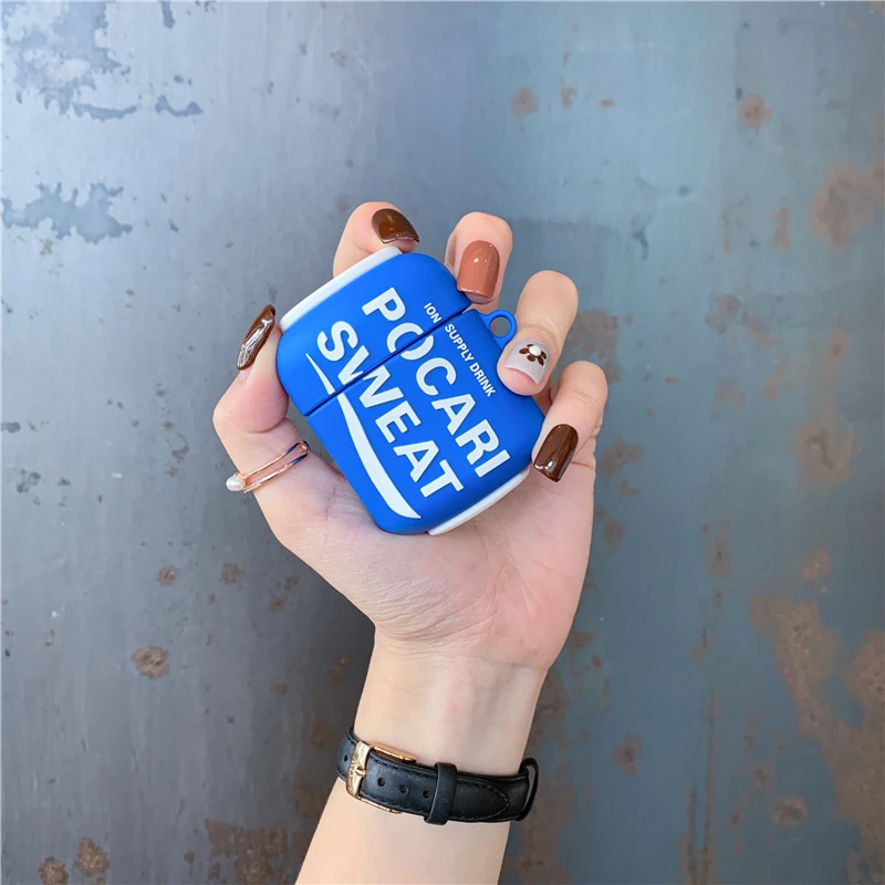 Милый зыбучий песок пузырьковый чай для Airpods чехол мягкий силиконовый беспроводной Bluetooth наушники Защитная крышка с палец кольцо ремень - Цвет: Бежевый