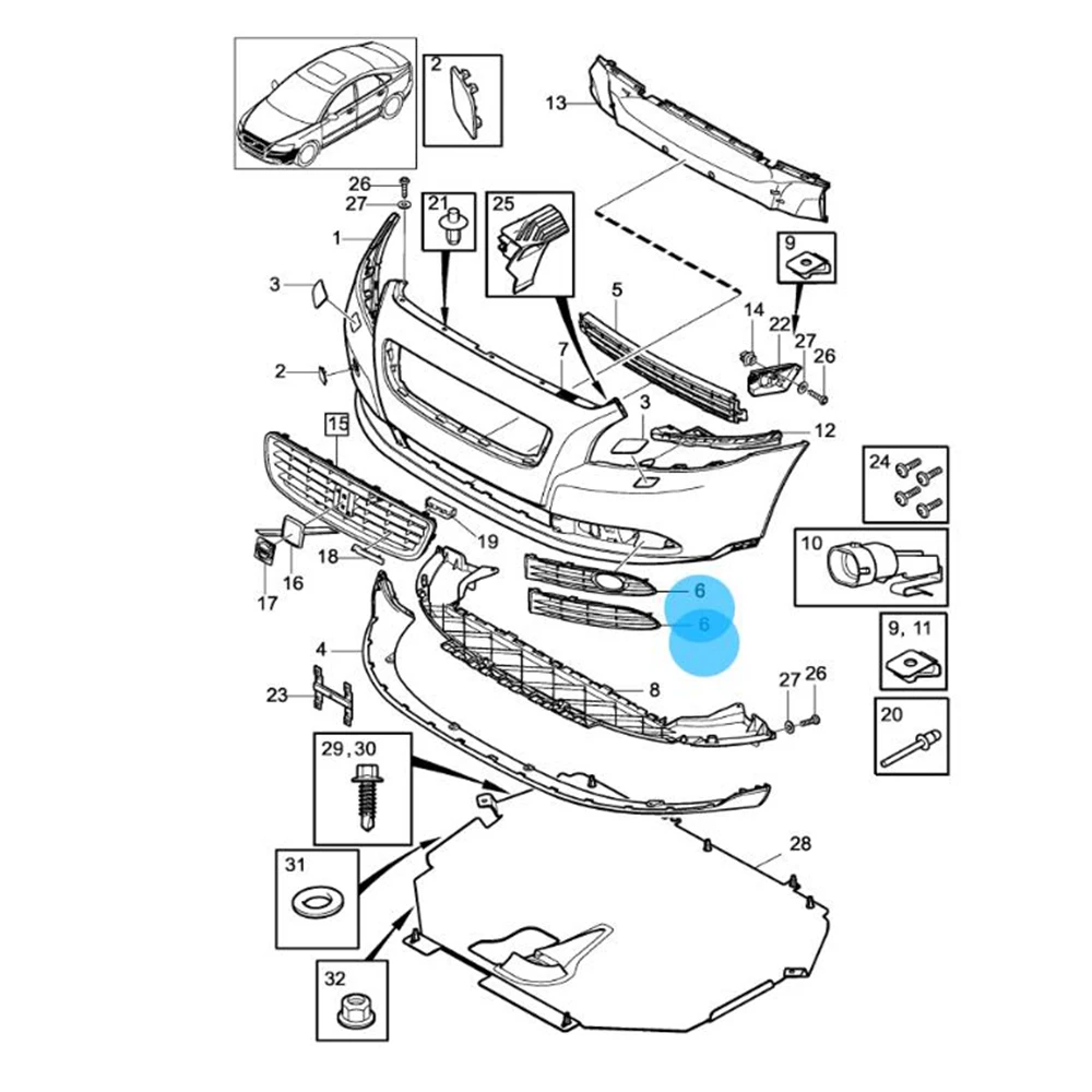 Передняя решетка бампера противотуманная фара Гриль Крышка рамка Нижняя рамка пара левый и правый для VOLVO S40 2008 2009 2010 2011 2012