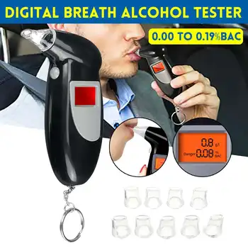 

[ With 10 Mouthpieces ]Alcohol Testing Breath Tester Breathalyzer Analyzer Detector Test Keychain Breathalyser Device LCD Screen