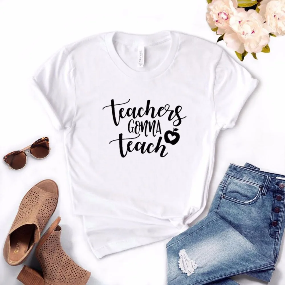 Учительницы учат печать женская футболка хлопок хипстер забавная футболка подарок леди Yong Девушка 6 цветов Топ тройник ZY-569