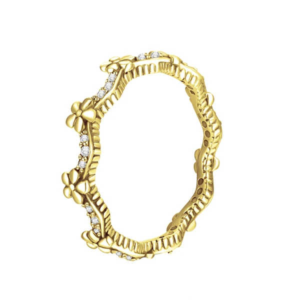 Modian Statement Finger Rings Fashion 3 Color Flower 925 Sterling Silver Stackable Charm Ring For Women Accessories Jewelry Gift 18K Gold Color