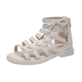 

Children's Sweet Bow-knot Beach Sandals Girls Summer Woven Butterfly-knot High-top Gladiator Kids Casual Korean Princess Flats
