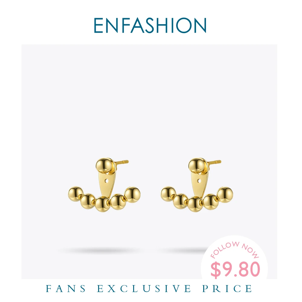 Enfashion панковские серьги гвоздики золотого цвета из нержавеющей стали с шариками для женщин оптовая продажа