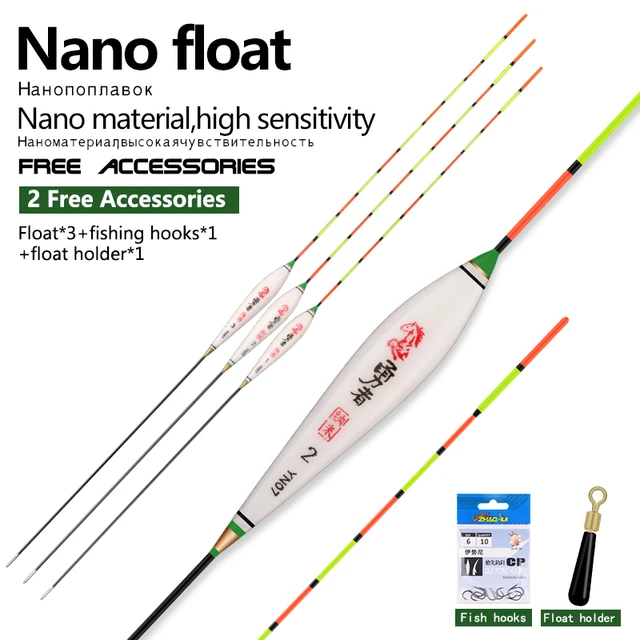 3PCS Nano float+1 Bag Hooks+1 Buoy Seat Fresh Water Buoy High Sensitivity