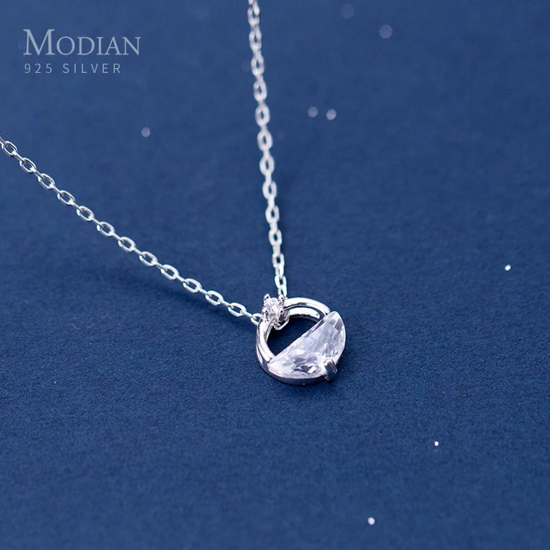 Modian Hot Sale Round Irregular Clear Zircon Charm Necklace Pendant Fashion 925 Sterling Silver Jewelry For Women Party Gift | Украшения и
