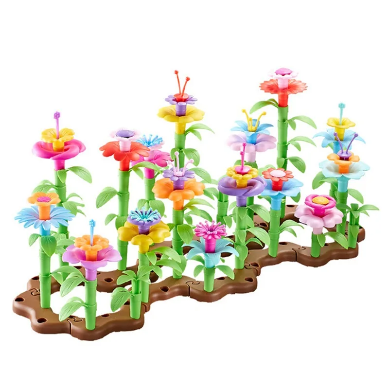 DIY Dream Garden Series Girls Flower Interconnecting Blocks Toys Educational Assembly Blocks Christmas birthday gifts