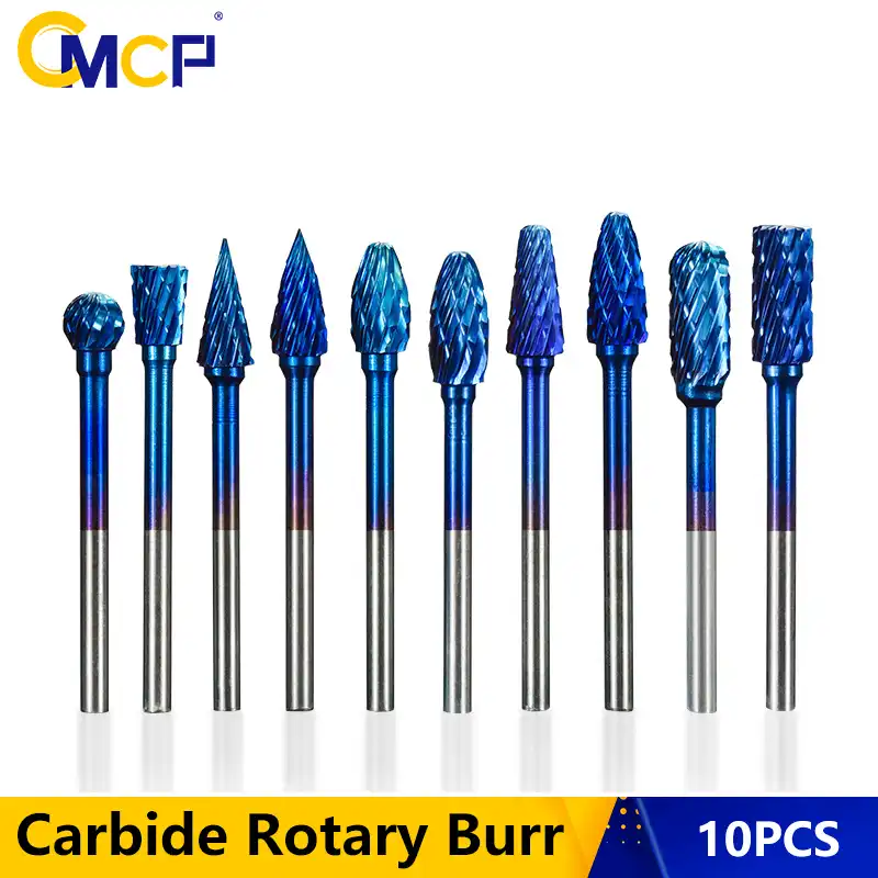 10PCS 3 x 6 mm Tungsten Carbide Burr Bit Rotary Cutter Files CNC Engraving Tool