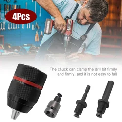 Mandrin de perceuse en métal robuste 1/2 20UNF, mandrin à tige hexagonale à changement rapide, prise SDS, adaptateur carré femelle, outil professionnel 4 pièces 
