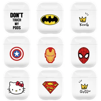 

Earphone Case For Apple AirPods fundas Cool Super hero Superman Clear Plastic Case For Airpods 1 2 Cover Bags