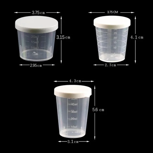 10 stücke 50ml transparente Medizin Messbecher Kunststoff Flüssigkeit  Messbecher mit Deckel Proben Becher behälter - AliExpress