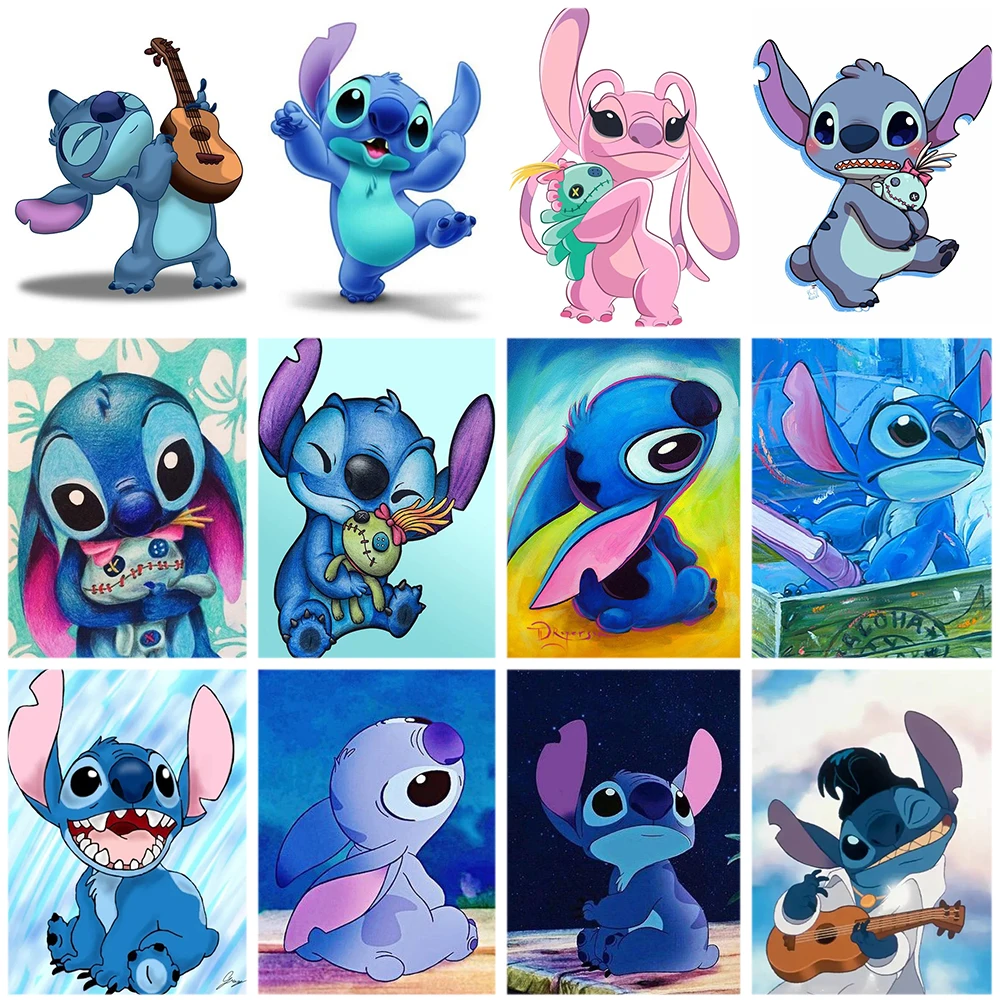 Disney Diamond Painting Cross Stitch Cartoon Lilo Stitch Nani Round DIY 5D Diamond Embroidery Picture Rhinestone Art Gift