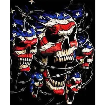 

Diamond Embroidery DIY Round 5D Drill Sets Rhinestone Skull And Flag Embroidery Souvenir Gift Art Kits Present