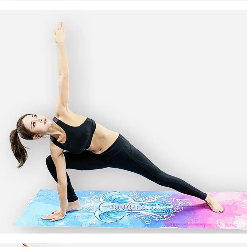 Коврик для йоги нескользящий женский впитывающий пот складной портативный коврик для йоги