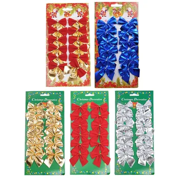 

12Pcs/Set Christmas Bow Gold Silver Red Color Matching Blue Bow Christmas Tree Decorations 2020 New Year