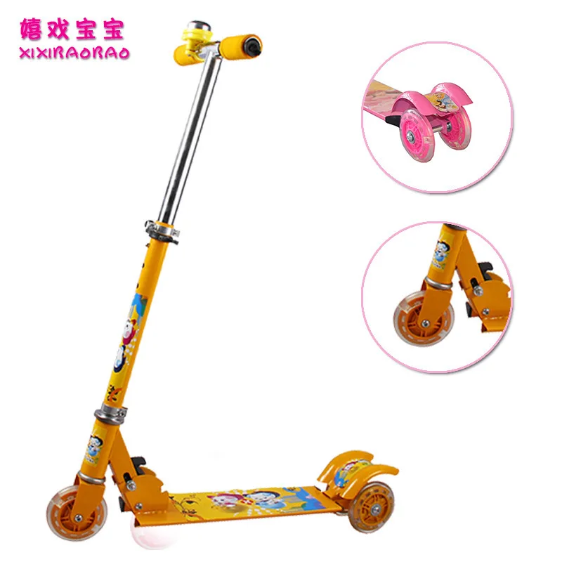 

Children Flash Tri-scooter Iron Covered Edge Adjustable Height Safe after Two-Wheel a Generation of Fat