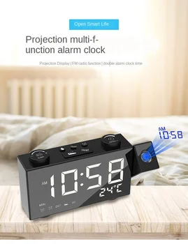 

FM Radio Projection Alarm Clock Creative USB Household Electronic Clock Display Temperature Alarm Clock radio despertador