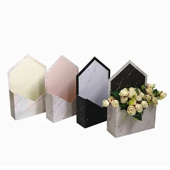 

Marble Mini Envelope Folding Flower Box Bouquet Floral Box Paper Gift Box Party Decoration 20*7*30CM WB879