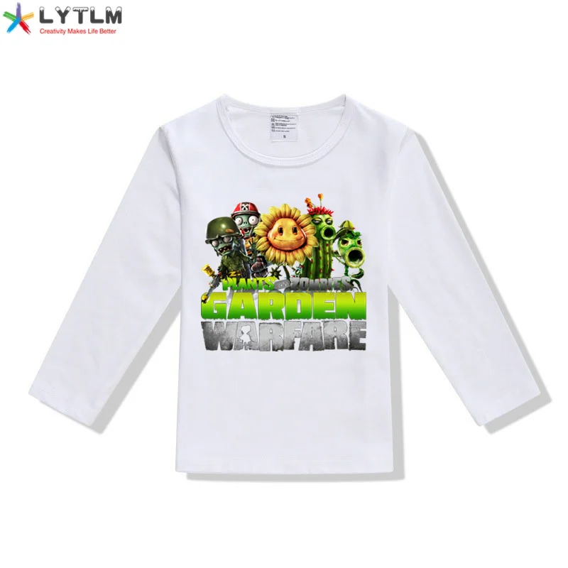 LYTLM/футболка для игры в сад, военные игры, Растения против Зомби, футболка, осень, одежда для мальчиков, рубашки для девочек, реглан, детские топы, vetement fille