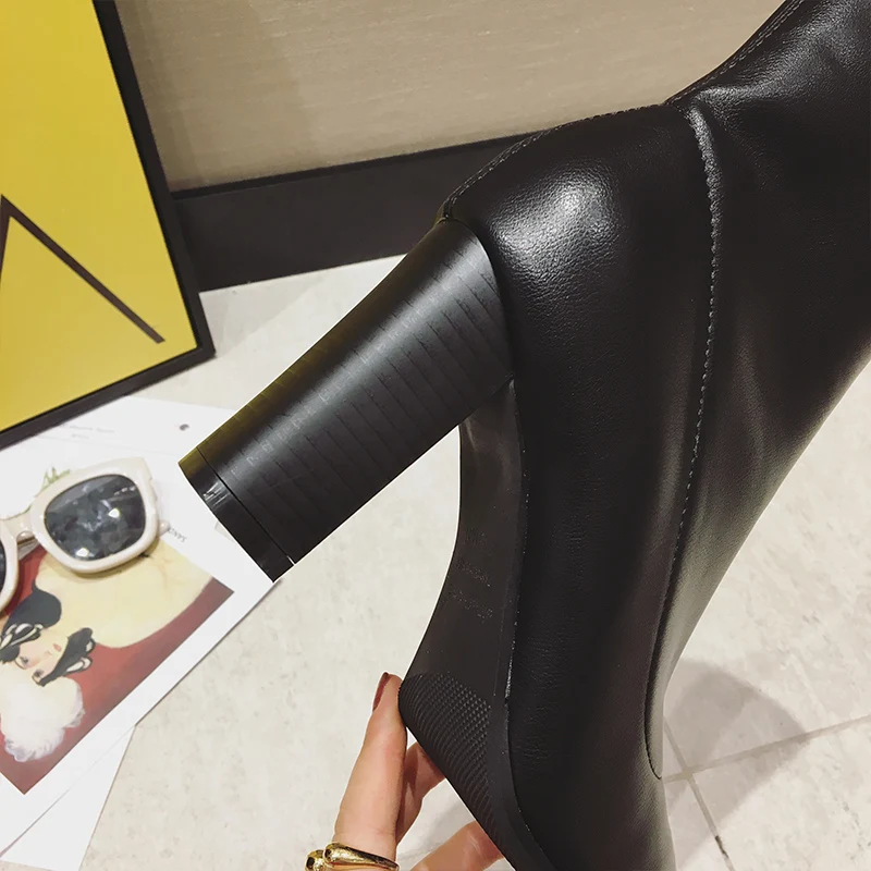 Botas mujer invierno/2019 женские ботинки теплые зимние ботильоны Челси на меху молнии сбоку