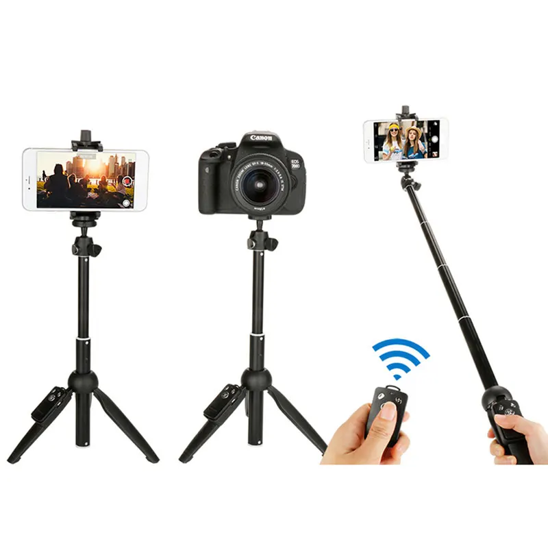 

Wireless Bluetooth Selfie Stick + Mini Selfie Tripod with Remote Control For Phone Portable Adjustable Camera Stand Holder