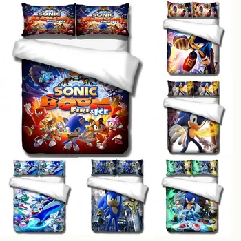 

Sonic Children Duvet Cover Set 3D Cartoon Printed Bedding Set Microfiber Boys Bedding 1 quilt cover and 2 pillowcases