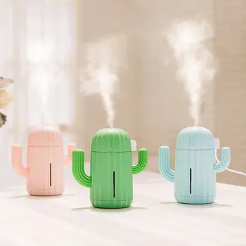 

Creative Cactus USB Humidifier Mini Air Humidifier with Colorful LED Light Essential Oil Diffuser for Home Office Battery 5v CE