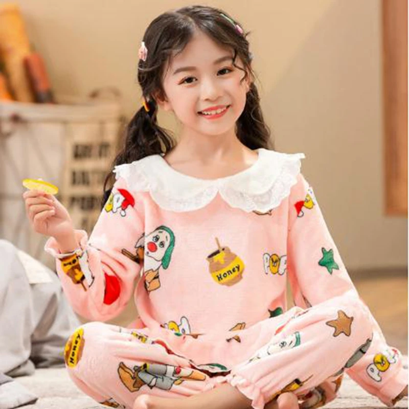 New Kids Pajamas Sets Baby Sleepwear Winter Warm Children's Pyjamas