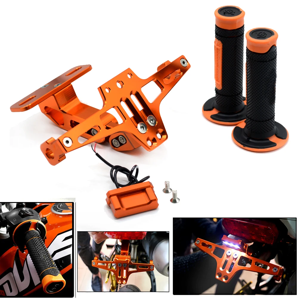 

For KTM RC 390 200 125 DUKE 390 200 125 1190 1290 Fender Eliminator Registration Plate Frame Holder Bracket License Hand Grips