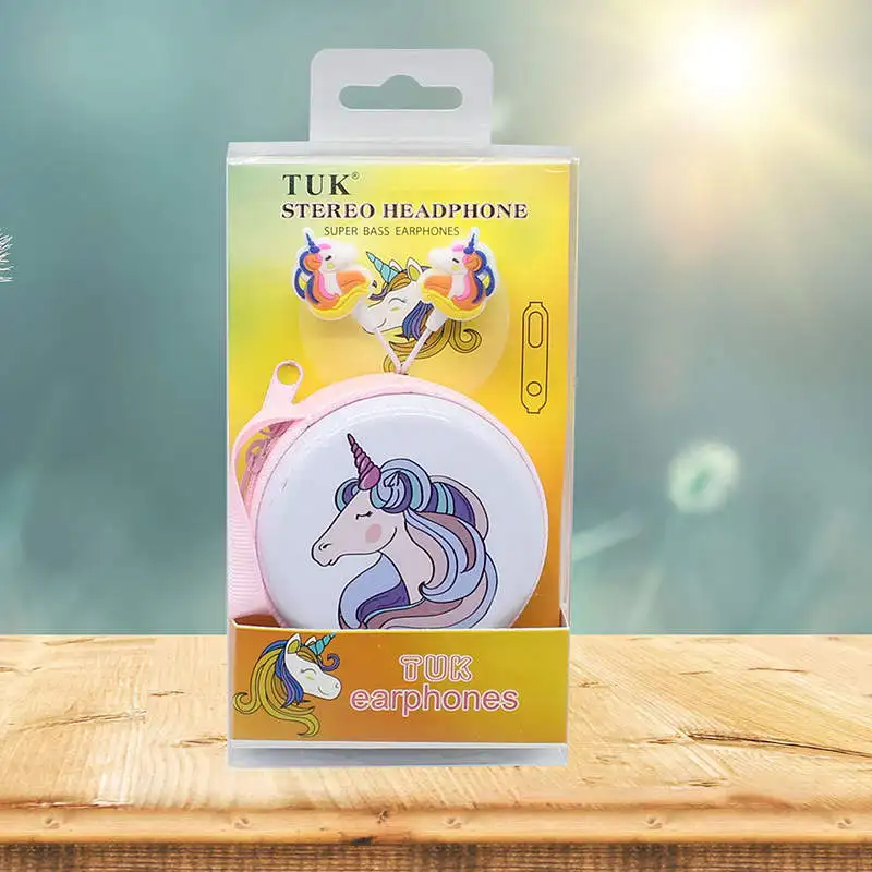 yellow Package Наушники с милым мультяшным единорогом, наушники для девочек, музыкальные проводные наушники в подарок с Unicorn Чехол для мобильного телефона, подарки для ПК - Цвет: yellow Package