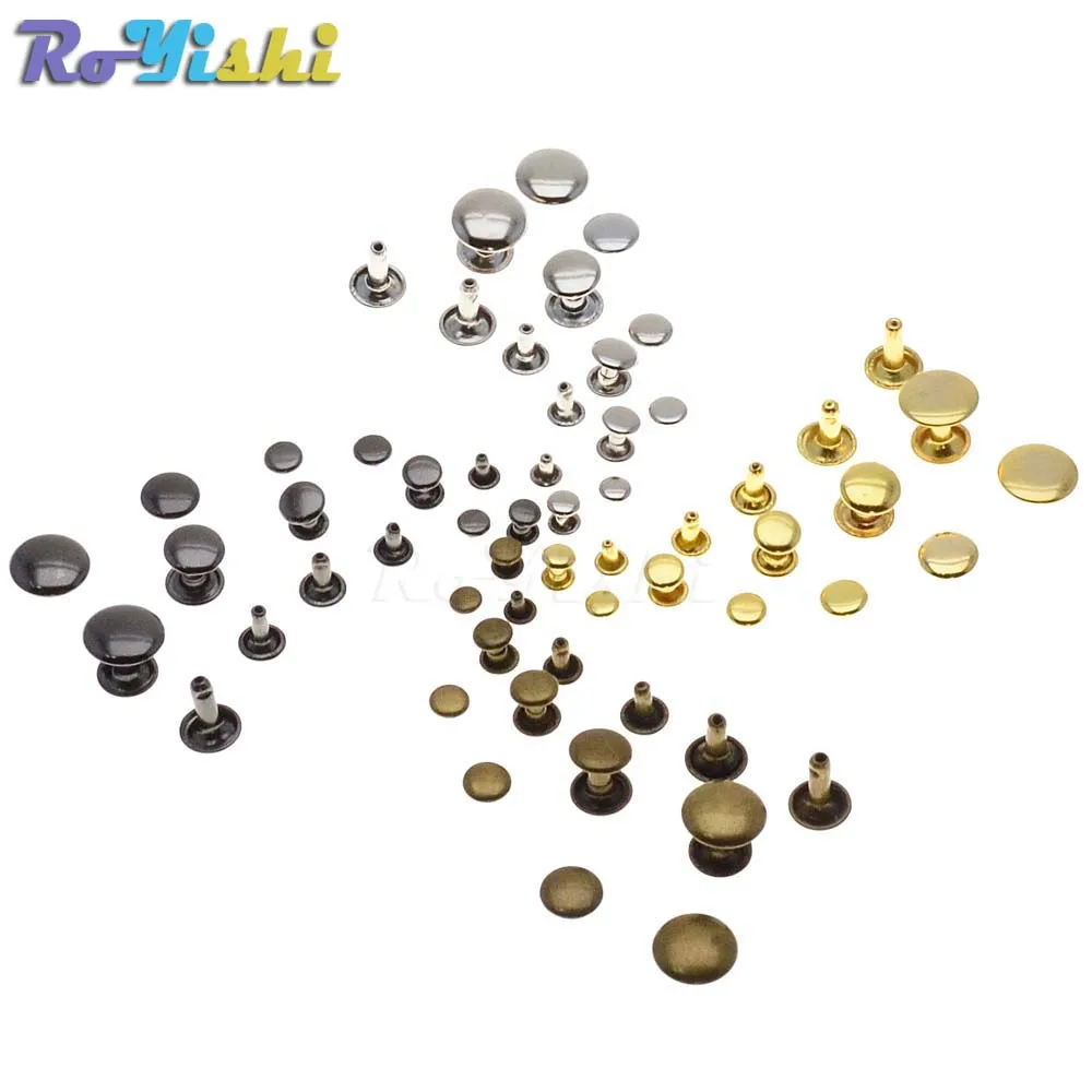 100Pcs Metal Round Double Cap Rivets Studs for Leather Craft and Accessories