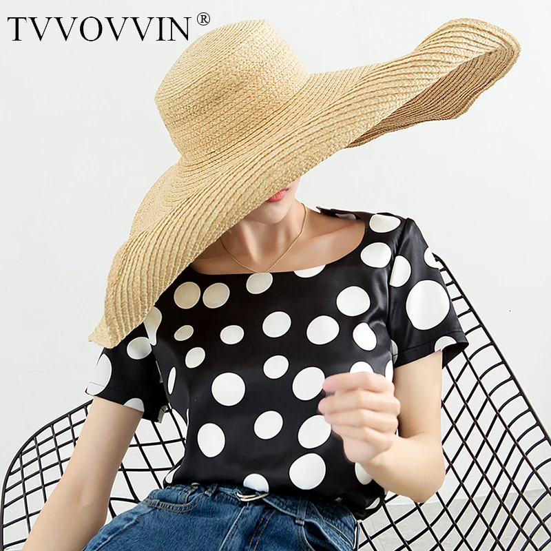 Tvvovvinin новая весенне-летняя футболка с круглым вырезом и коротким рукавом в черный горошек с принтом свободная Темпераментная Женская модная футболка V387