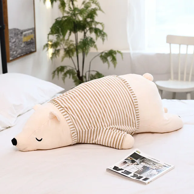 Polar Bear Plush Animals Cute Cartoon Cotton Stuffed Doll Cushion Anti Stress Accompany Sleeping Pillow Toys For Children
