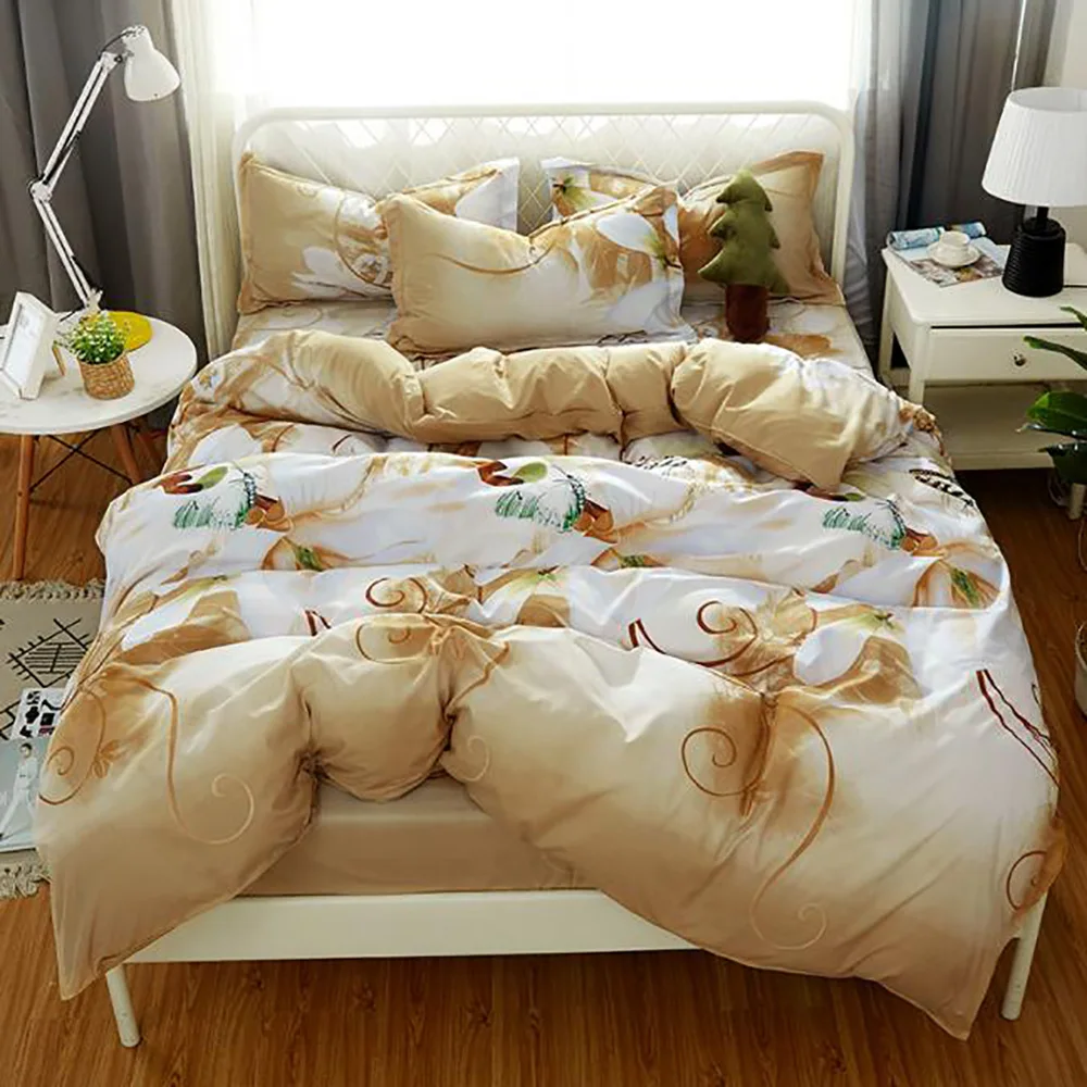 Thumbedding Floral Bedding Set Luxury Elegant Soft Brown Duvet Cover King Size Queen Twin Full Single Unique Design Bed | Дом и сад